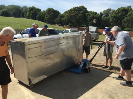 Offloading BBQ from trailer